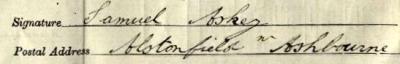 Samuel Askey signature 1911 Signature on Census Return 1911