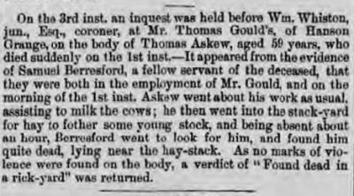 Thomas Askey Inquest 1867