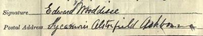 Signature on 1911 Census Return