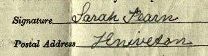 Sarah Fearn Signature 1911