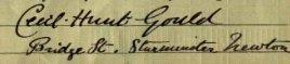 Cecil Hunt Gould signature 1911 Signature on 1911 Census Return